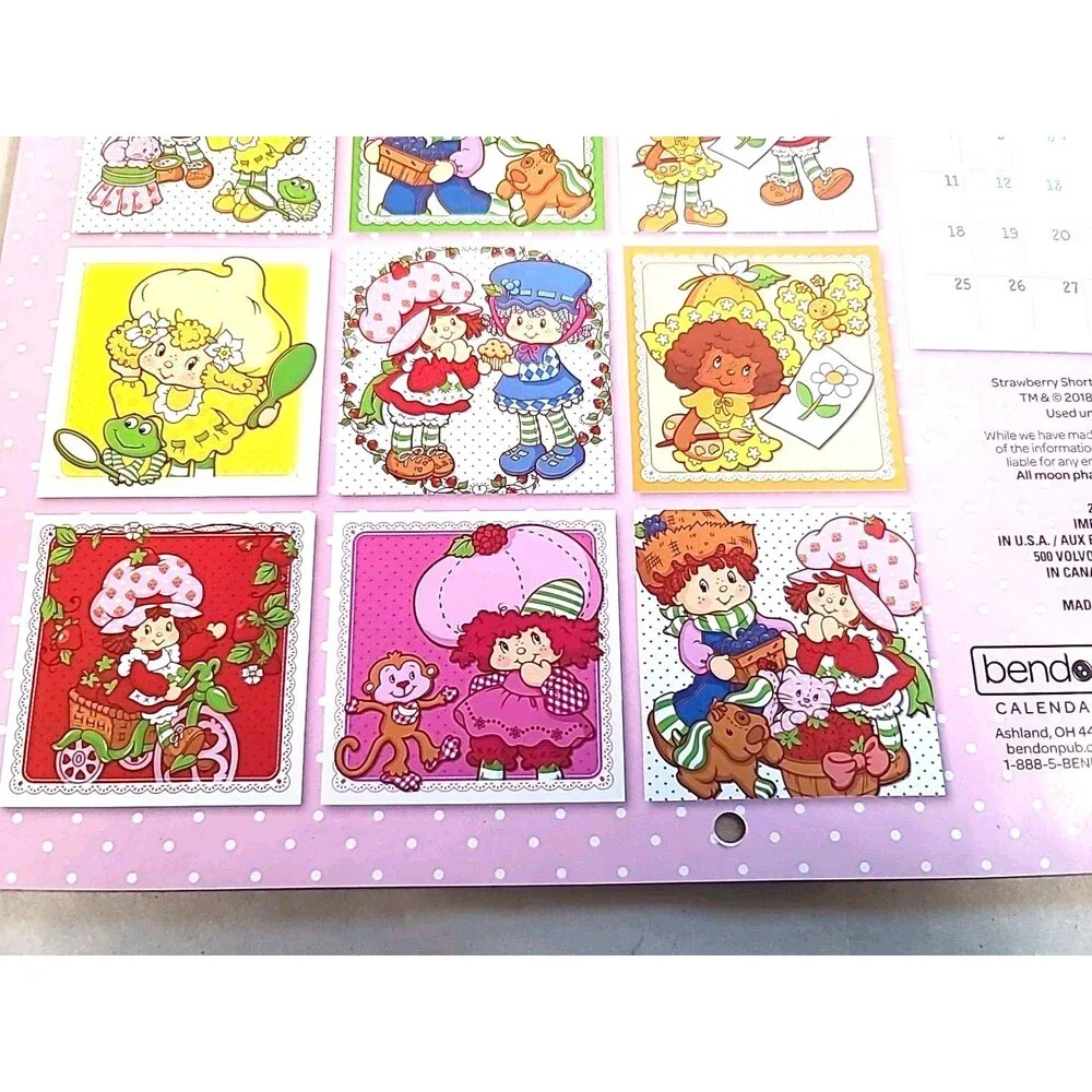 2019 Strawberry Shortcake 12 Month Wall Calendar ( Open) NOS
